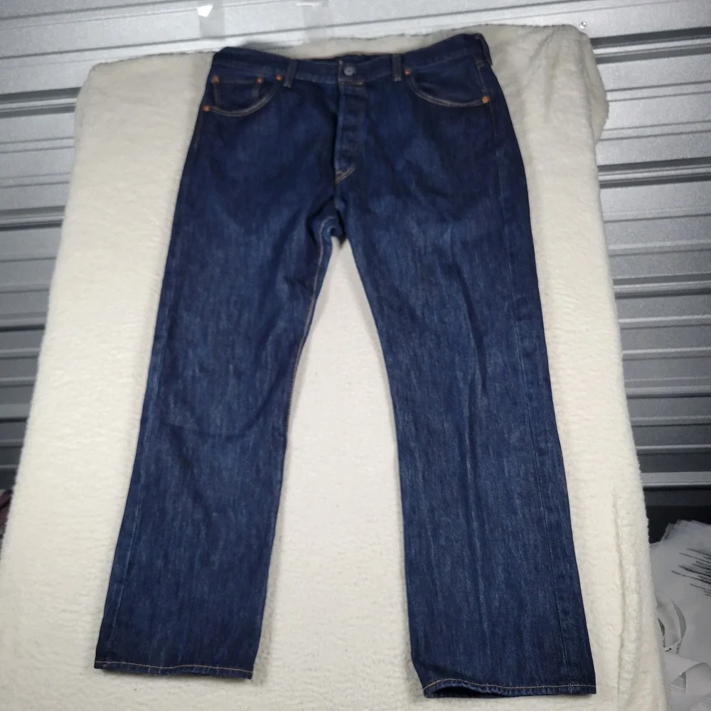 Levi's 501 Original Straight Leg Jeans Mens 40x30 Dark Indigo Blue Button Fly